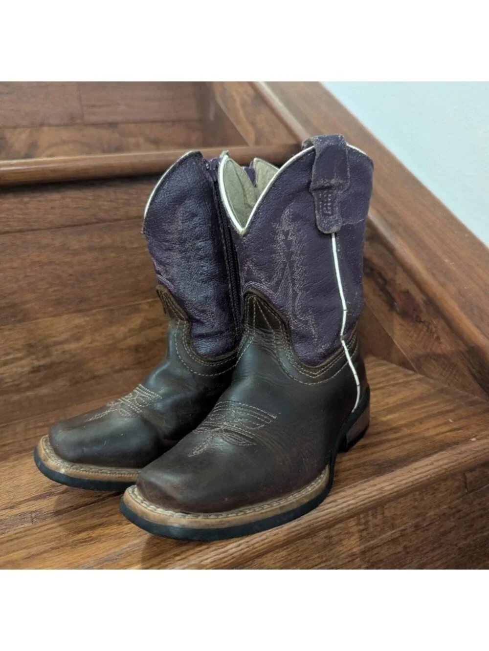 Cowgirl Boots Caballo Dorado Western boots Kids Sz 10 purple & brown leather